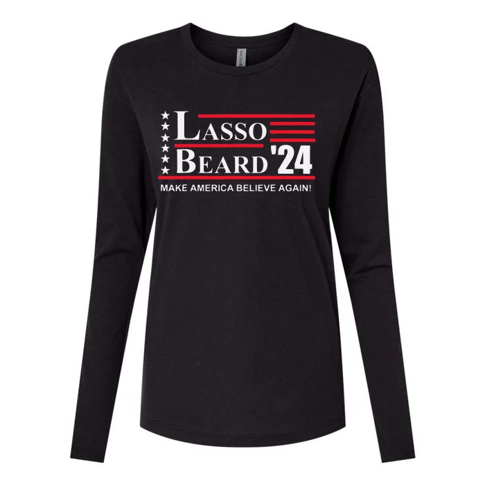 Lasso Beard 2024 Election Funny Womens Cotton Relaxed Long Sleeve T-Shirt