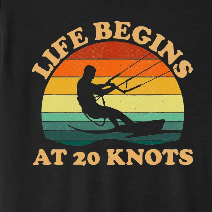 Life Begins At 20 Knots Kiteboarding ChromaSoft Performance T-Shirt