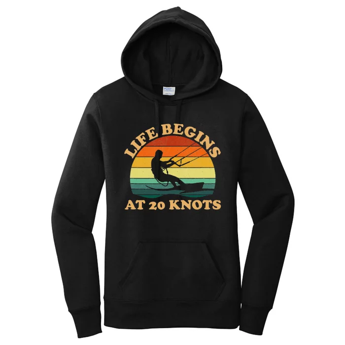 Life Begins At 20 Knots Kiteboarding Women's Pullover Hoodie