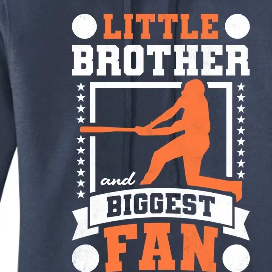 Little Brother And Biggest Fan Baseball Gift Women's Pullover Hoodie