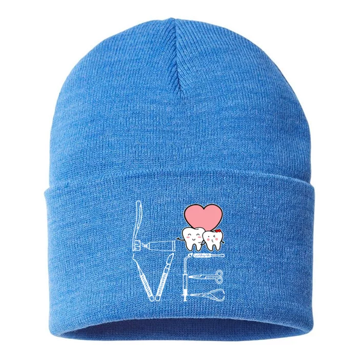 Love Being A Dentist Cute Sustainable Knit Beanie