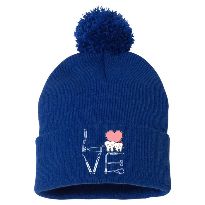 Love Being A Dentist Cute Pom Pom 12in Knit Beanie