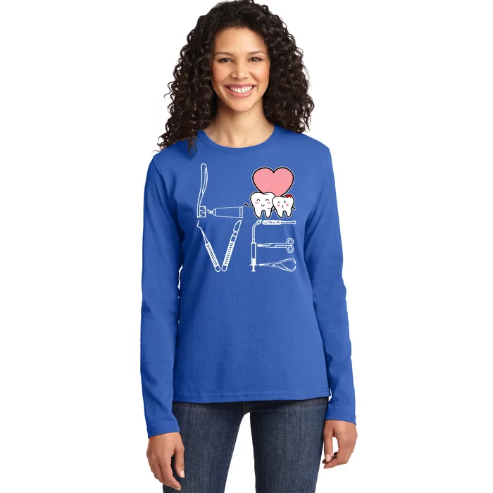 Love Being A Dentist Cute Ladies Long Sleeve Shirt