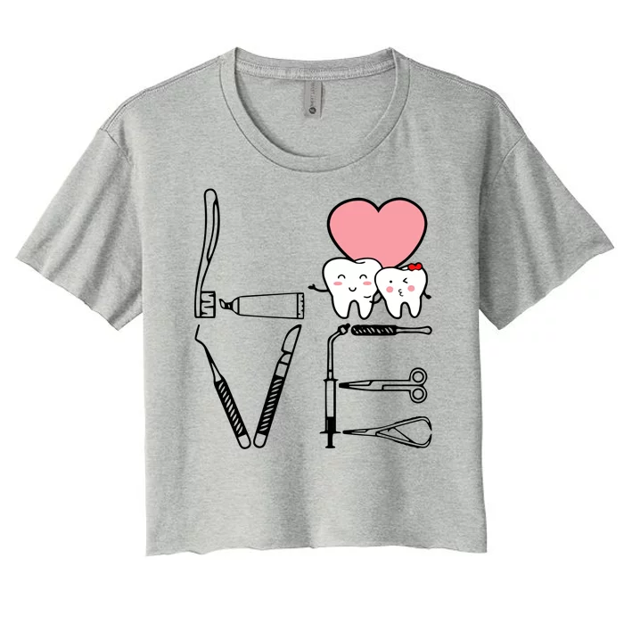 Love Being A Dentist Cute Women's Crop Top Tee