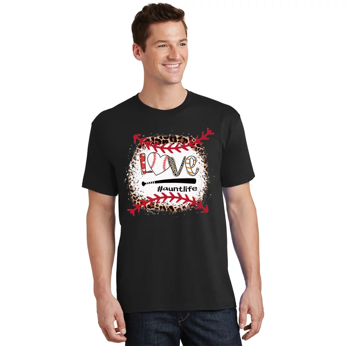 Love Baseball Aunt Tee Baseball Aunt Leopard T-Shirt