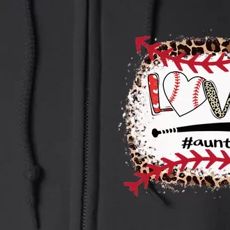 Love Baseball Aunt Tee Baseball Aunt Leopard Print Bleached Full Zip Hoodie