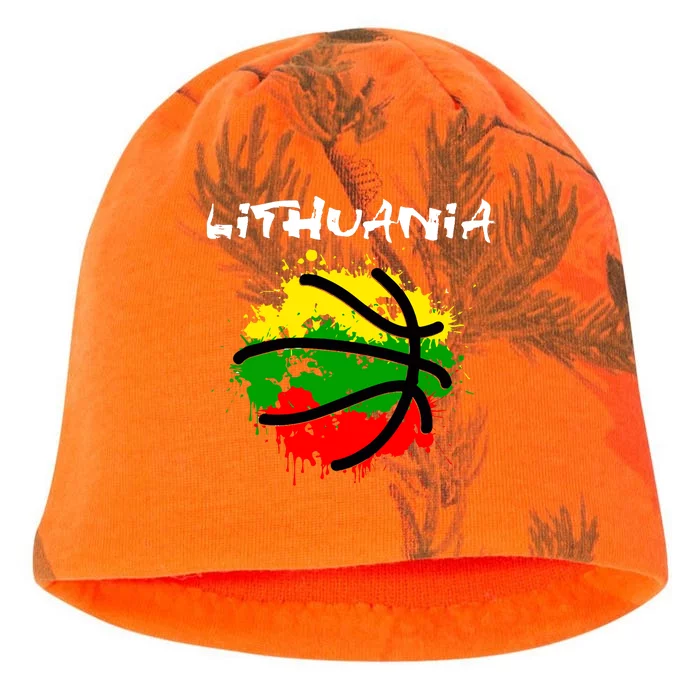 Lithuania Basketball Abstract - Lithuania Strong Basketball Kati - Camo Knit Beanie