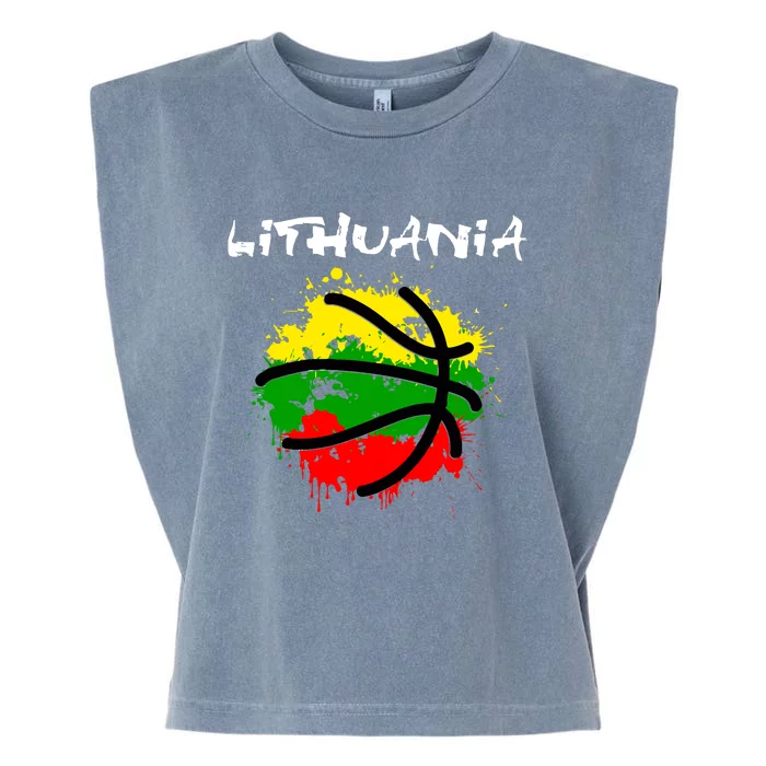 Lithuania Basketball Abstract - Lithuania Strong Basketball Garment-Dyed Women's Muscle Tee