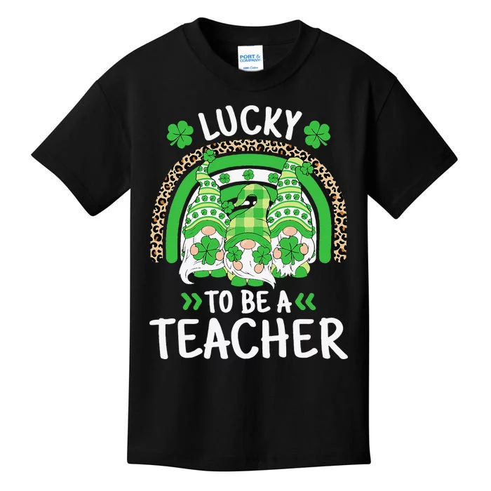 Luckyo Be Aeacher St Patricks Day Rainbow Shamrock Gnome Kids T-Shirt