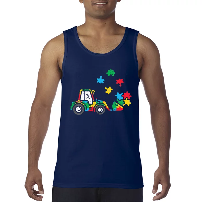 Loader Bulldozer Autism Awareness Trucks Tank Top