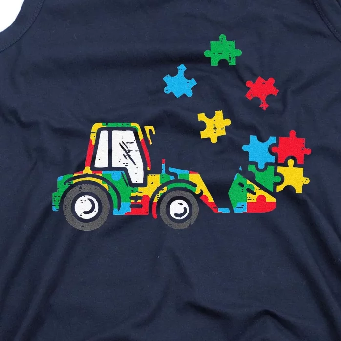 Loader Bulldozer Autism Awareness Trucks Tank Top