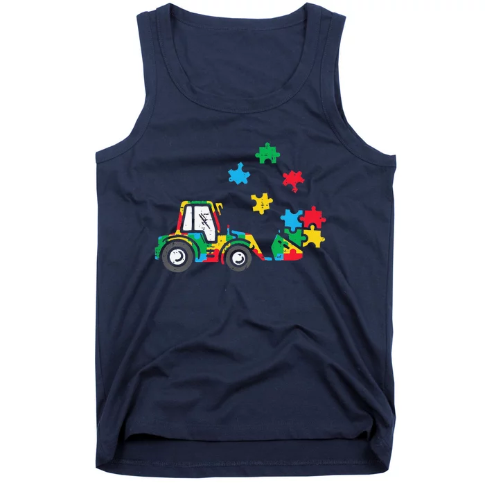 Loader Bulldozer Autism Awareness Trucks Tank Top