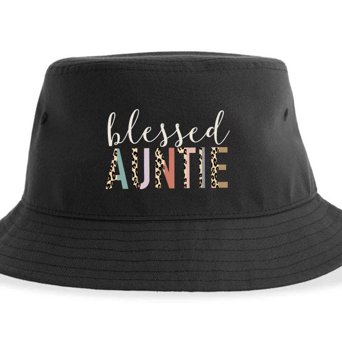 Leopard Blessed Auntie Aunt gift for mother''s day Sustainable Bucket Hat