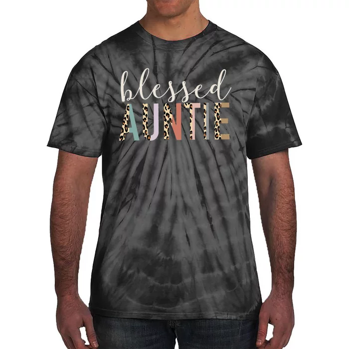 Leopard Blessed Auntie Aunt gift for mother''s day Tie-Dye T-Shirt