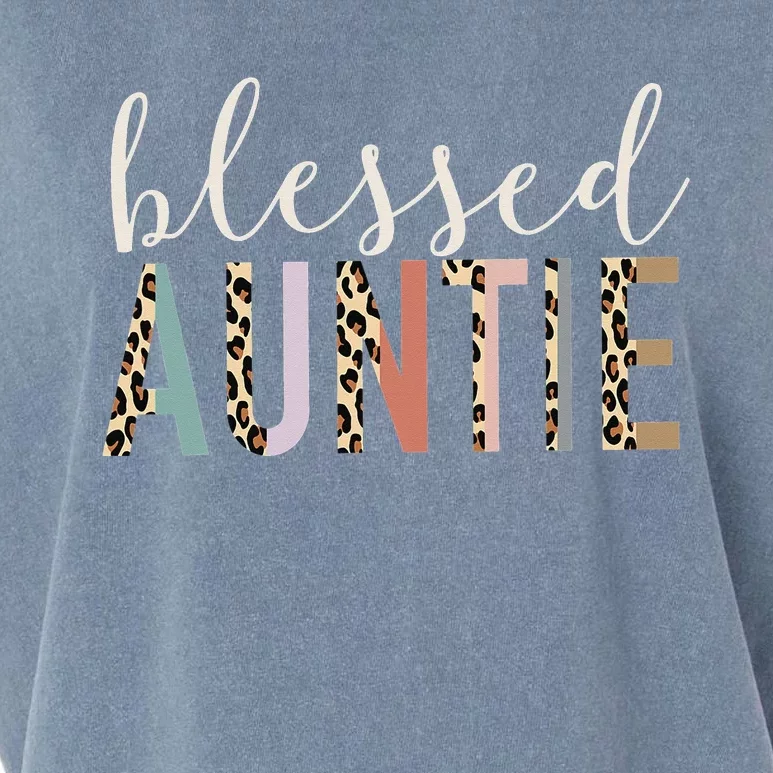 Leopard Blessed Auntie Aunt gift for mother''s day Garment-Dyed Women's Muscle Tee