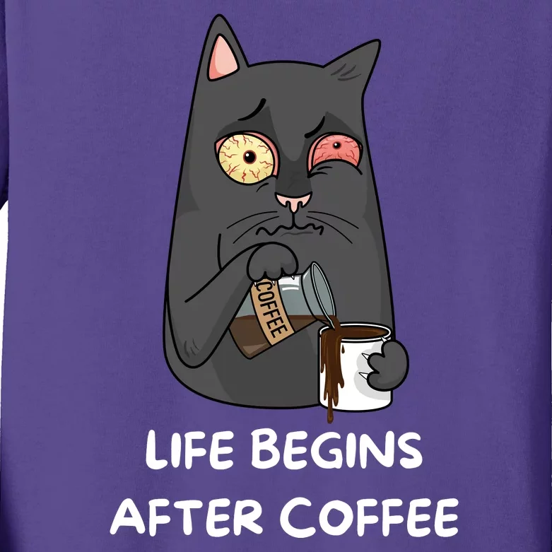 Life Begins After Coffee Kids Long Sleeve Shirt