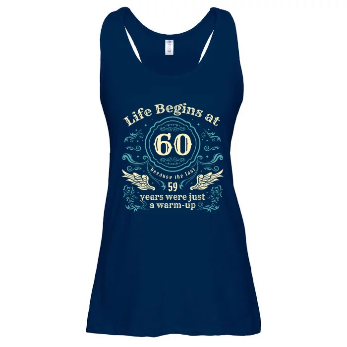 Life Begins At 60 Vintage 60 Years Old 60th Birthday Ladies Essential Flowy Tank