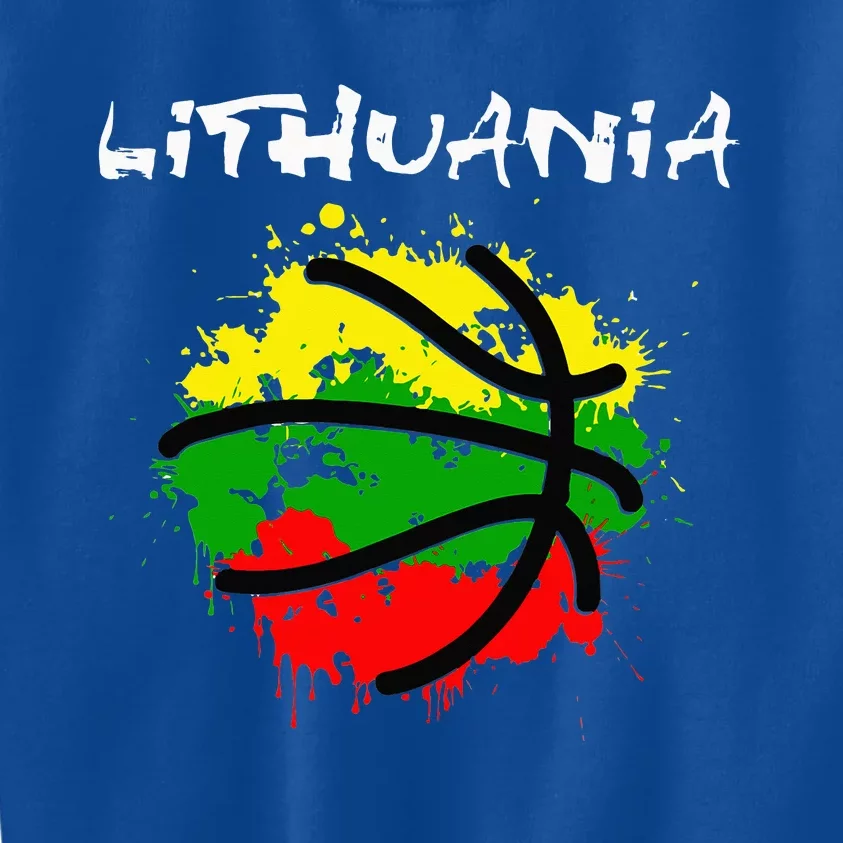 Lithuania Basketball Abstract Lithuania Strong Kids Sweatshirt