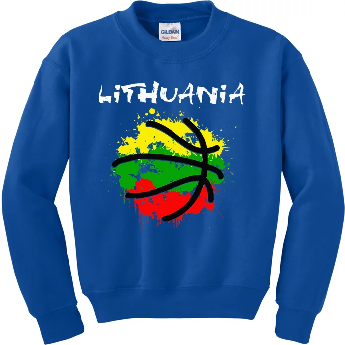 Lithuania Basketball Abstract Lithuania Strong Kids Sweatshirt