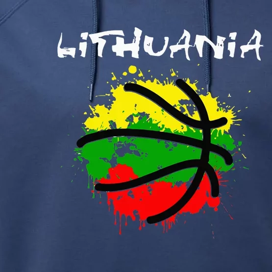 Lithuania Basketball Abstract Lithuania Strong Performance Fleece Hoodie