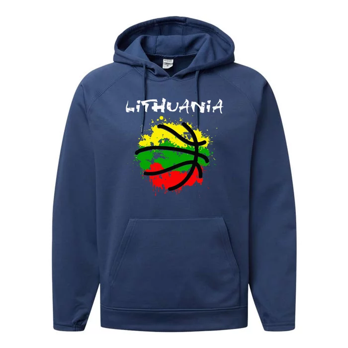 Lithuania Basketball Abstract Lithuania Strong Performance Fleece Hoodie