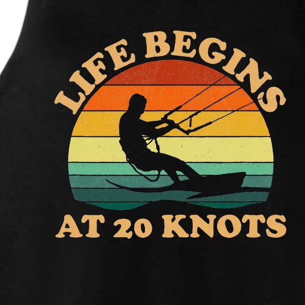 Life Begins At 20 Knots Kiteboarding Ladies Tri-Blend Wicking Tank