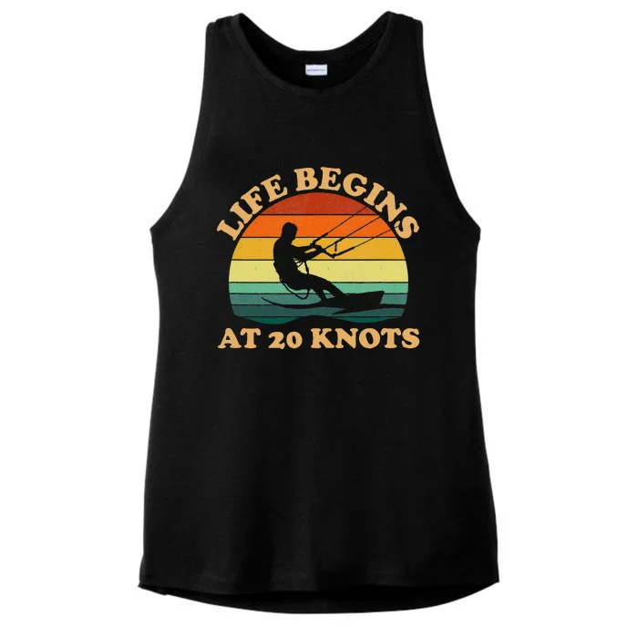 Life Begins At 20 Knots Kiteboarding Ladies Tri-Blend Wicking Tank