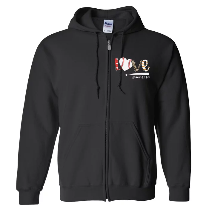 Love Baseball Aunt Baseball Aunt Full Zip Hoodie