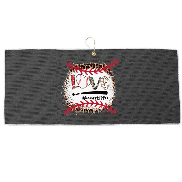 Love Baseball Aunt Tee Baseball Aunt Leopard Print Bleached Large Microfiber Waffle Golf Towel