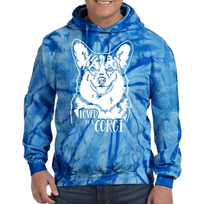 Loved By A Corgi Saying Dog Design Welsh Corgi Dog Mom Gift Tie Dye Hoodie