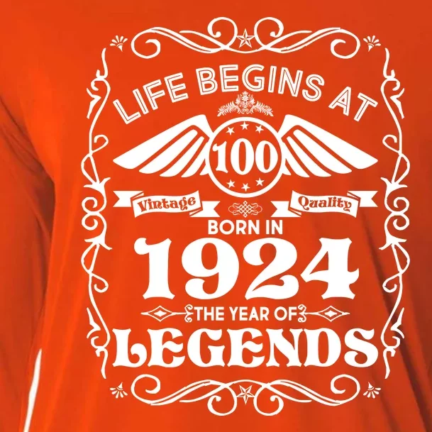 Life Begins At 100 Born In 1924 Year Of Legends Cooling Performance Long Sleeve Crew