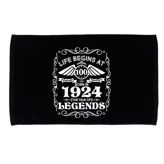 Life Begins At 100 Born In 1924 Year Of Legends Microfiber Hand Towel