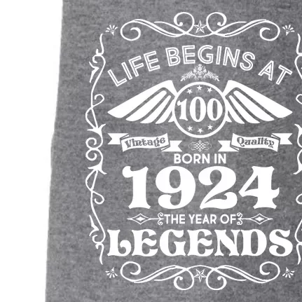 Life Begins At 100 Born In 1924 Year Of Legends Doggie 3-End Fleece Hoodie