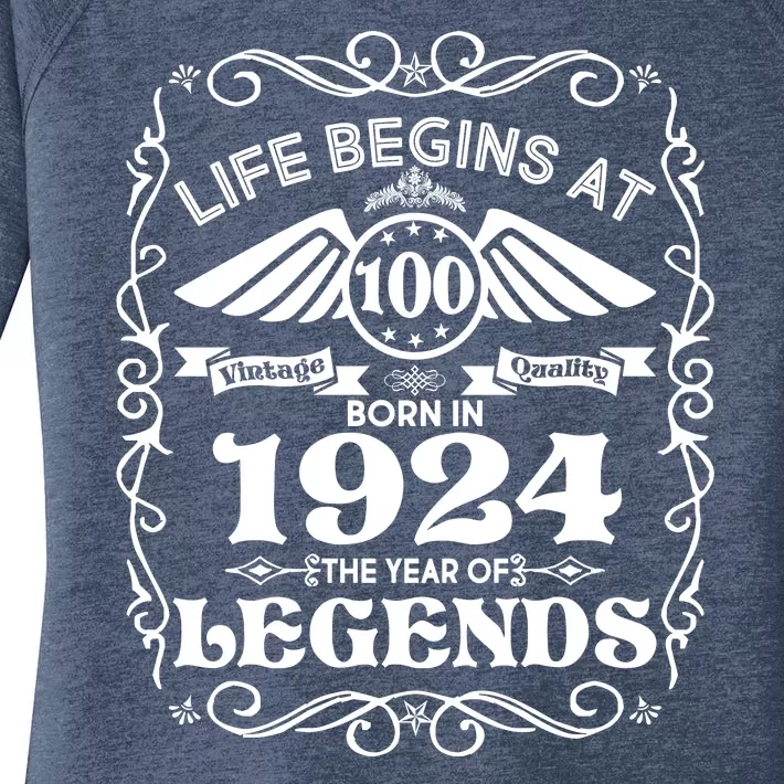 Life Begins At 100 Born In 1924 Year Of Legends Women's Perfect Tri Tunic Long Sleeve Shirt