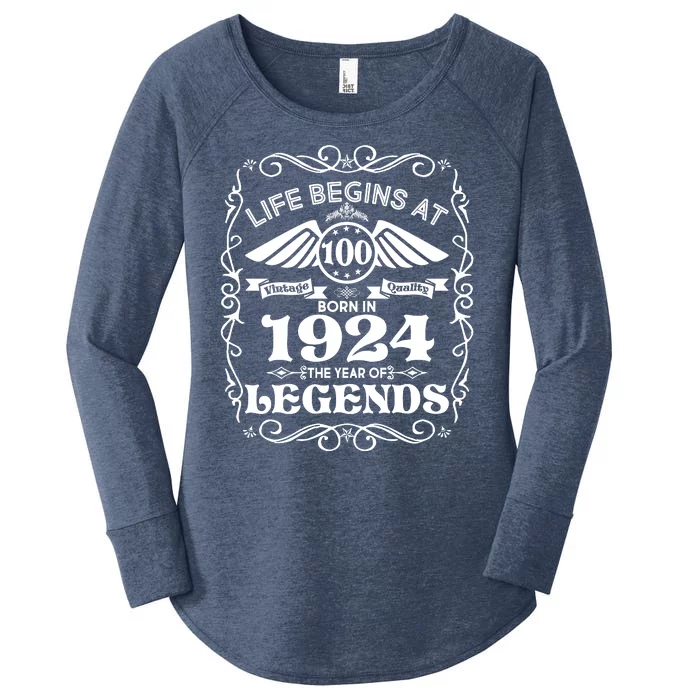 Life Begins At 100 Born In 1924 Year Of Legends Women's Perfect Tri Tunic Long Sleeve Shirt