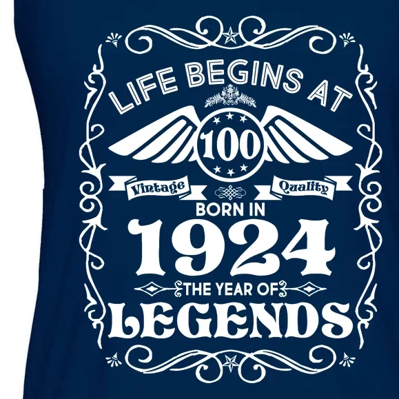 Life Begins At 100 Born In 1924 Year Of Legends Ladies Essential Flowy Tank