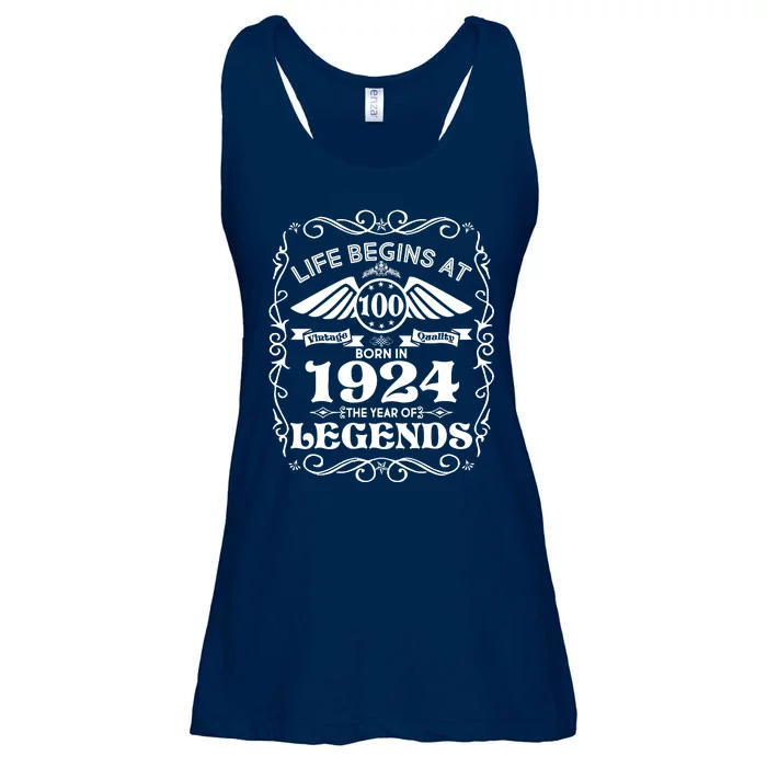 Life Begins At 100 Born In 1924 Year Of Legends Ladies Essential Flowy Tank