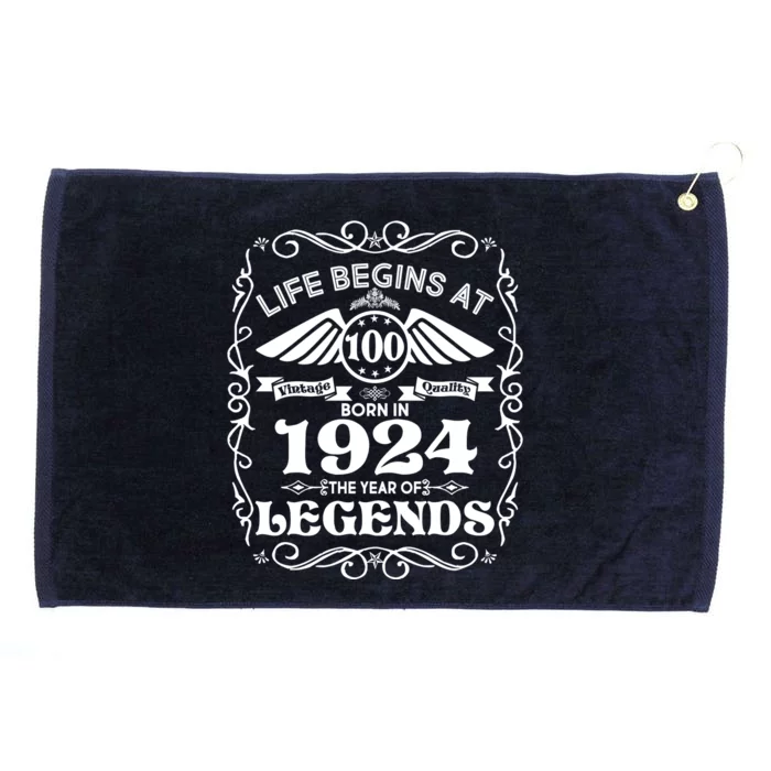 Life Begins At 100 Born In 1924 Year Of Legends Grommeted Golf Towel