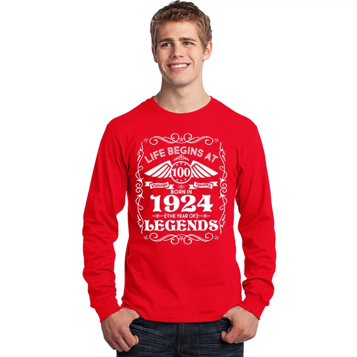 Life Begins At 100 Born In 1924 Year Of Legends Long Sleeve Shirt