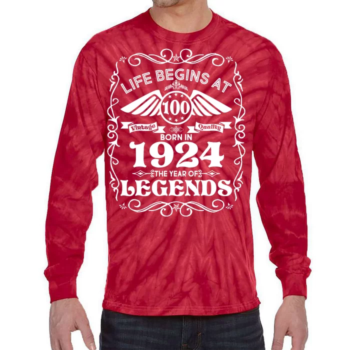 Life Begins At 100 Born In 1924 Year Of Legends Tie-Dye Long Sleeve Shirt