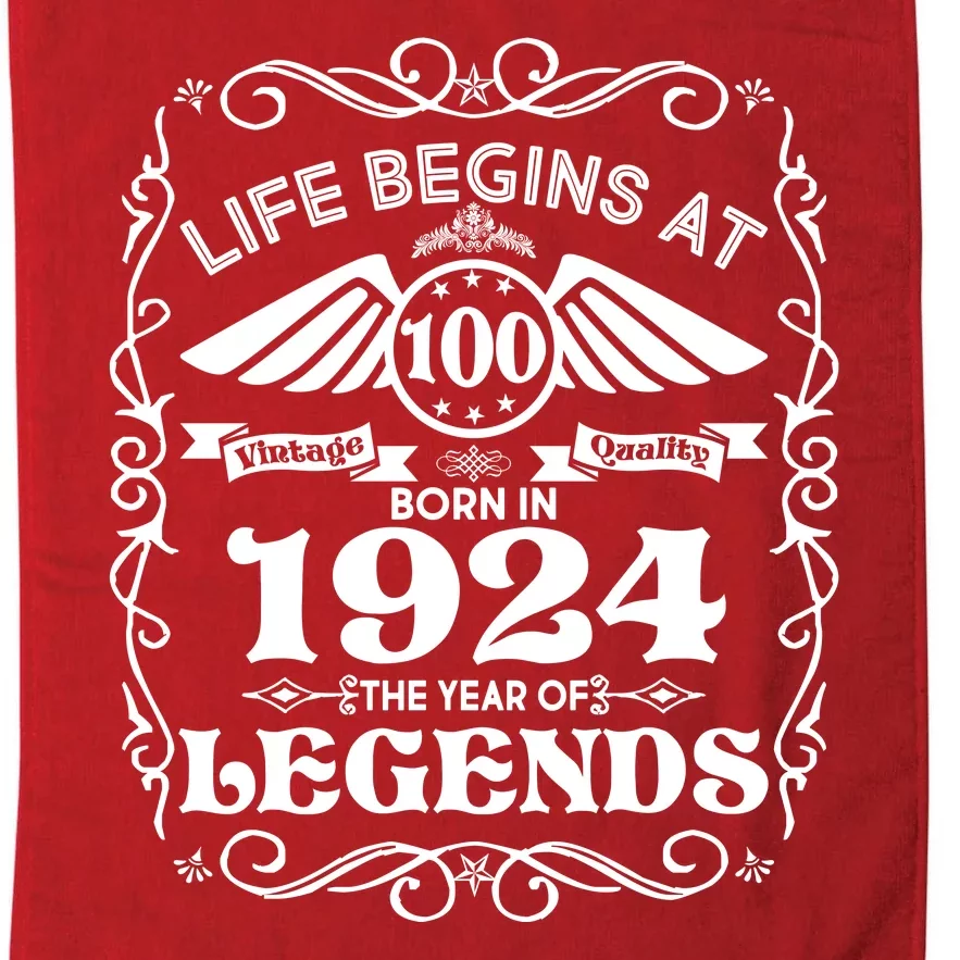 Life Begins At 100 Born In 1924 Year Of Legends Platinum Collection Golf Towel