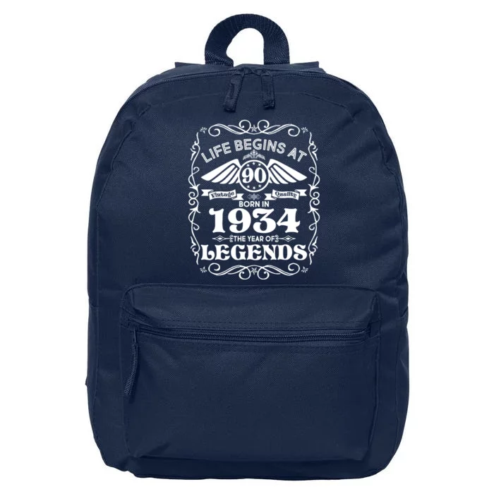 Life Begins At 90 Born In 1934 Year Of Legends 16 in Basic Backpack