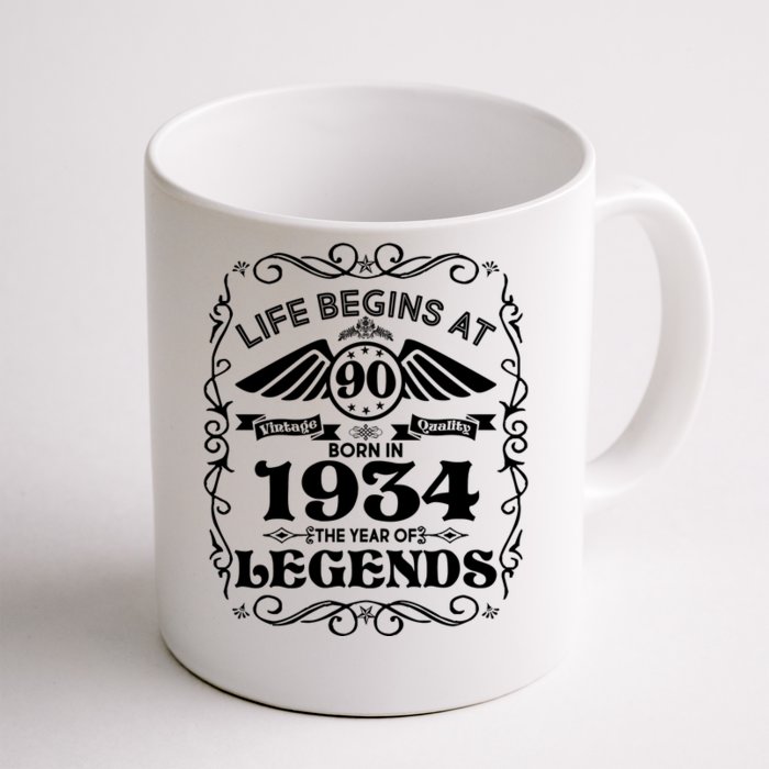 Life Begins At 90 Born In 1934 Year Of Legends Front & Back Coffee Mug