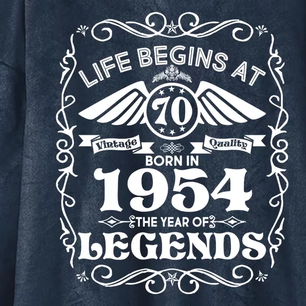 Life Begins At 70 Born In 1954 Year Of Legends Hooded Wearable Blanket