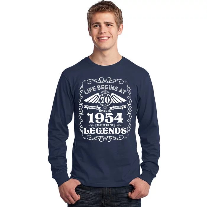 Life Begins At 70 Born In 1954 Year Of Legends Tall Long Sleeve T-Shirt