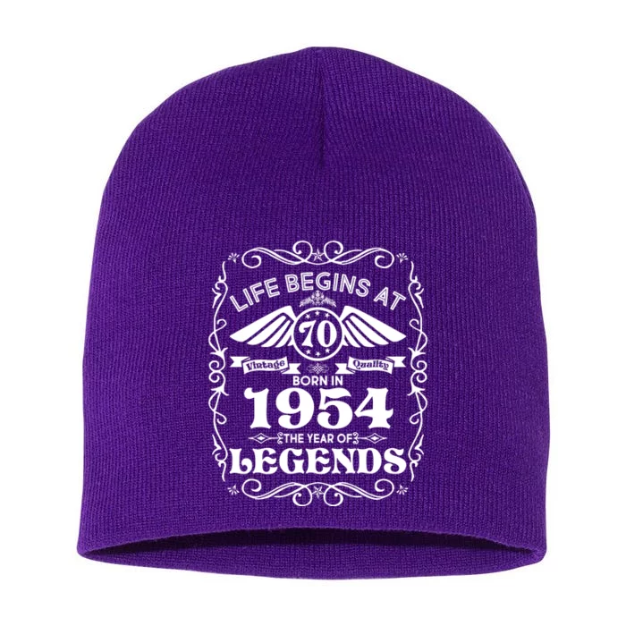 Life Begins At 70 Born In 1954 Year Of Legends Short Acrylic Beanie