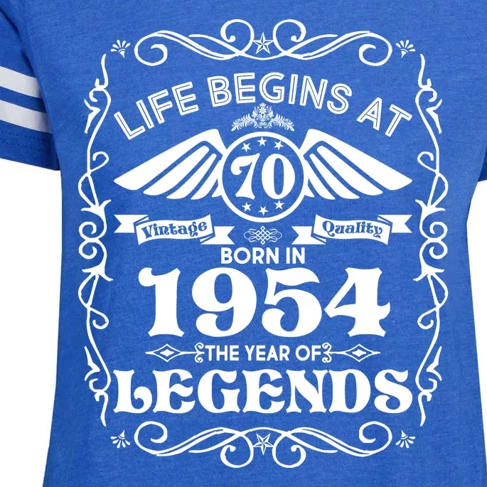 Life Begins At 70 Born In 1954 Year Of Legends Enza Ladies Jersey Football T-Shirt