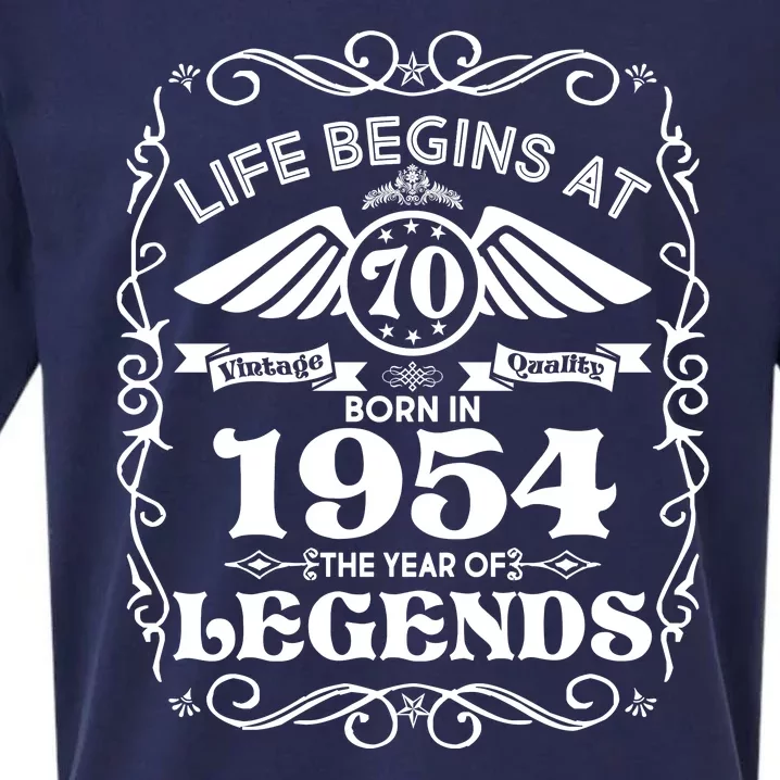 Life Begins At 70 Born In 1954 Year Of Legends Sueded Cloud Jersey T-Shirt