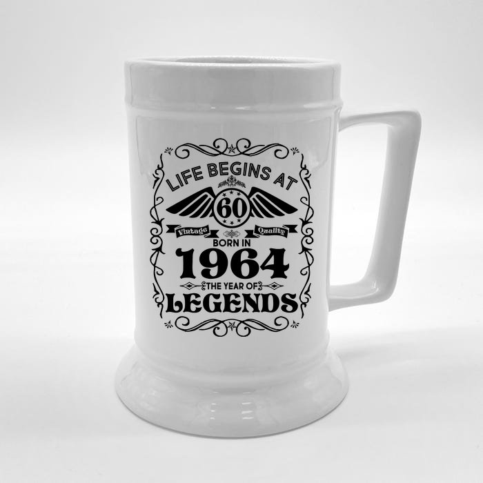 Life Begins At 60 Born In 1964 Year Of Legends Front & Back Beer Stein