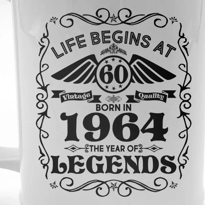 Life Begins At 60 Born In 1964 Year Of Legends Front & Back Beer Stein